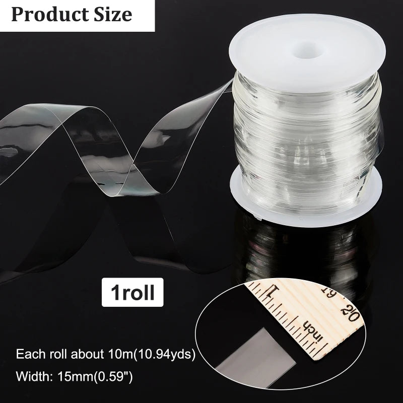 Clear Elastic Strap, 2 Rolls (32.8 Yards Total) - 0.24"/0.31" Width Transparent Elastic Band, High Flexibility Stretch Cord for Sewing, Bra Straps, Waistbands & DIY Crafts