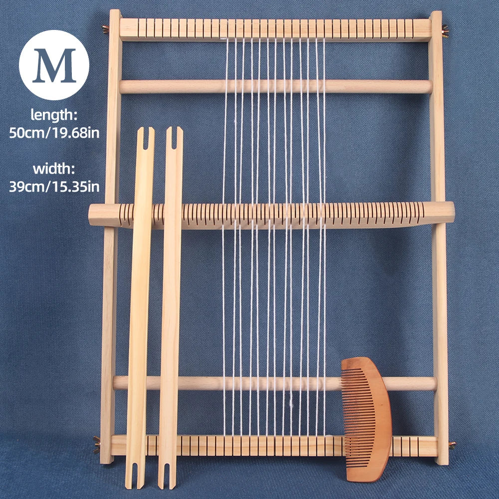 Wooden Weaving Loom, 19.6" x 15.3" - Multi-Craft Warp Frame with Heddle Bar for Tapestry, Weave Board Projects, Kids & Beginners