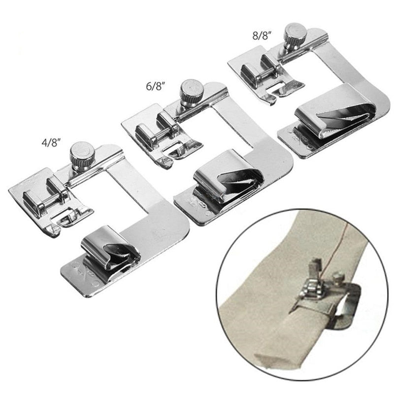 Rolled Hem Presser Foot Set (13/19/22mm), 3-Piece Sewing Machine Foot for Brother & Singer - Domestic Sewing Machine Accessories