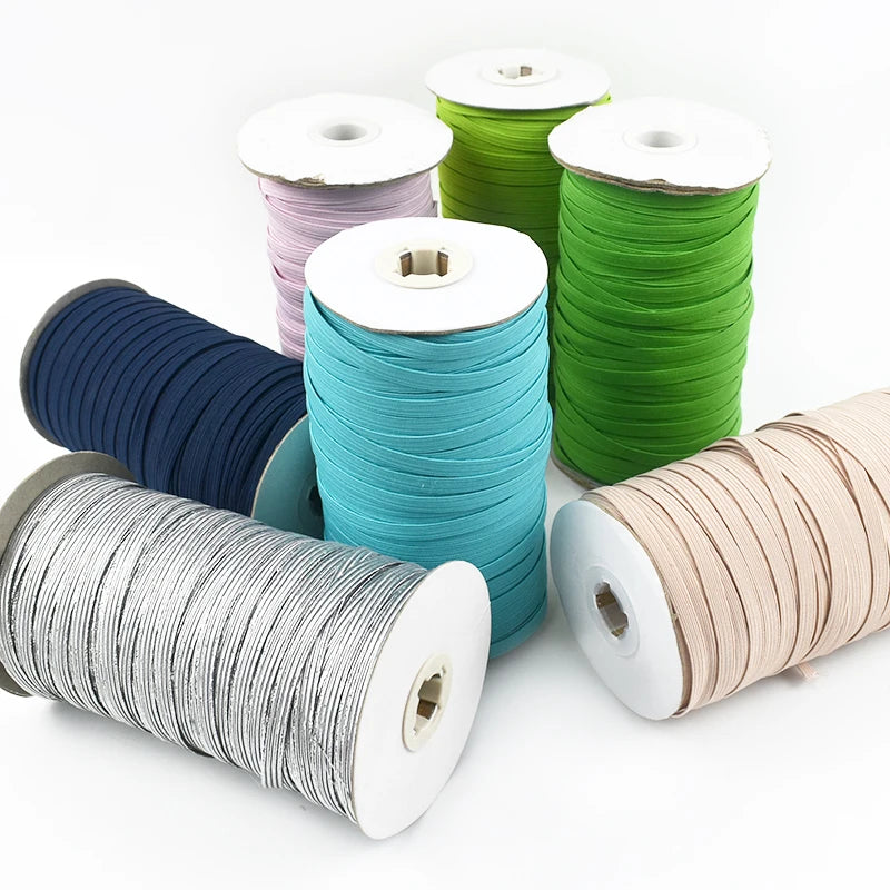 Nude 6mm Flat Elastic Rope, 30 Meters - Stretch Cord for Sewing, Waistbands, Masks, Hair Ties, Shoes & Craft Accessories