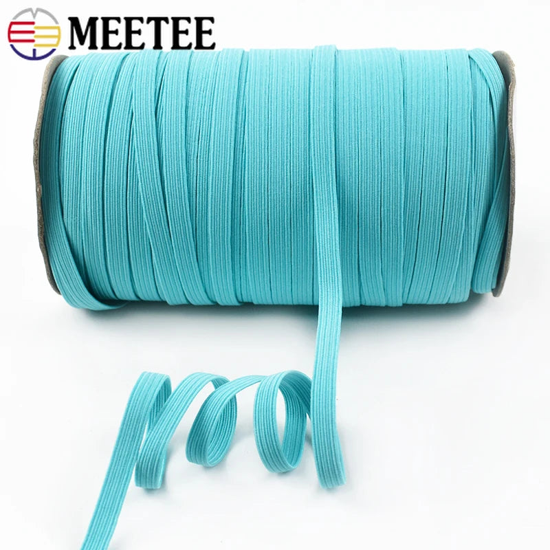 30Meters 6mm Flat Elastic Rope Mask Hairwear Rubber Bands Pants Waistband Oversleeve Cap Shoes Stretch Tape Sewing Accessories