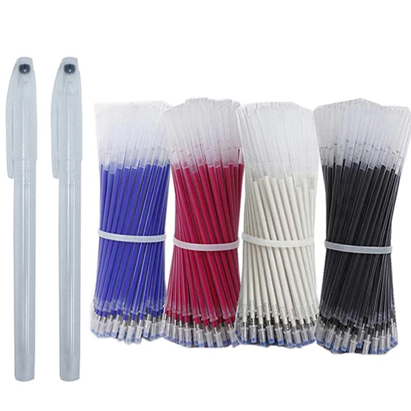 Heat Erasable Fabric Marker Pen Set, 103 Pcs Refills - Temperature Disappearing Ink Pens for Sewing, Quilting, Line Marking & DIY Craft Accessories