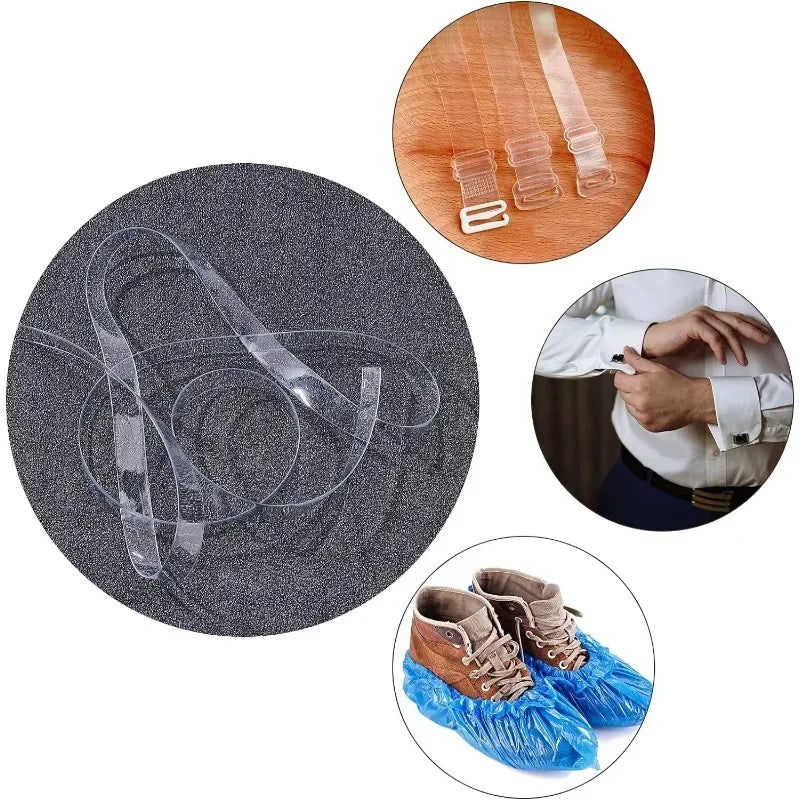 Clear Elastic Strap, 2 Rolls (32.8 Yards Total) - 0.24"/0.31" Width Transparent Elastic Band, High Flexibility Stretch Cord for Sewing, Bra Straps, Waistbands & DIY Crafts