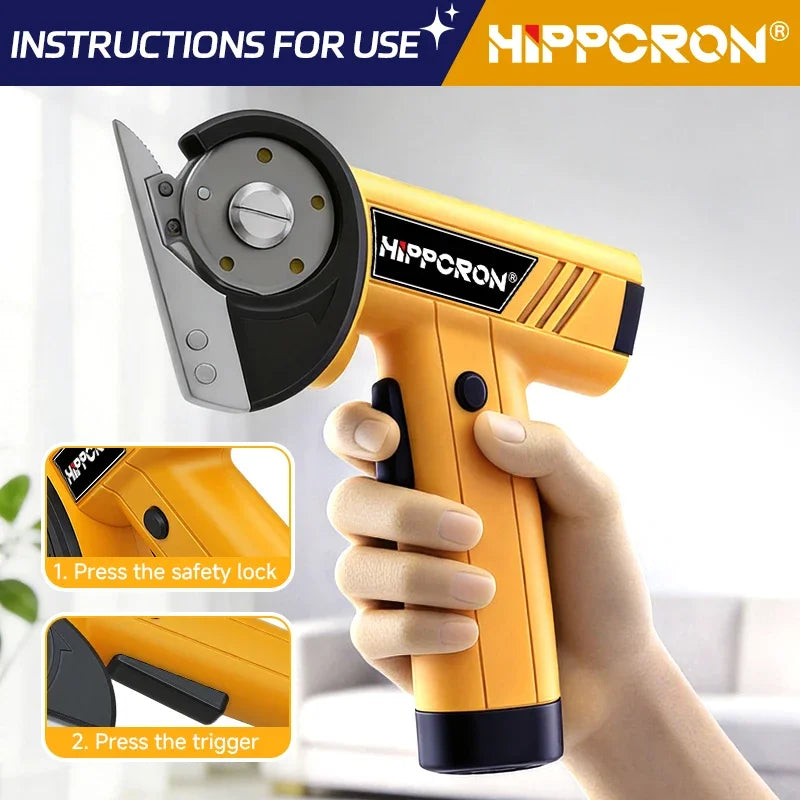 Hippcron Cordless Electric Fabric Scissors – 4-Speed Adjustable, 450RPM Mini Cutter for Fabric, Leather & Carpet