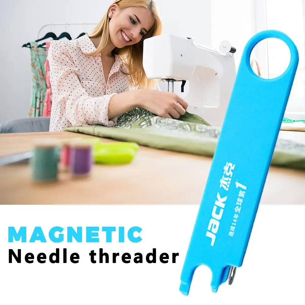 Magnetic Needle Threader with Magnifier & Ruler, Anti-Pinch Storage Case - Multi-Function Sewing Tool