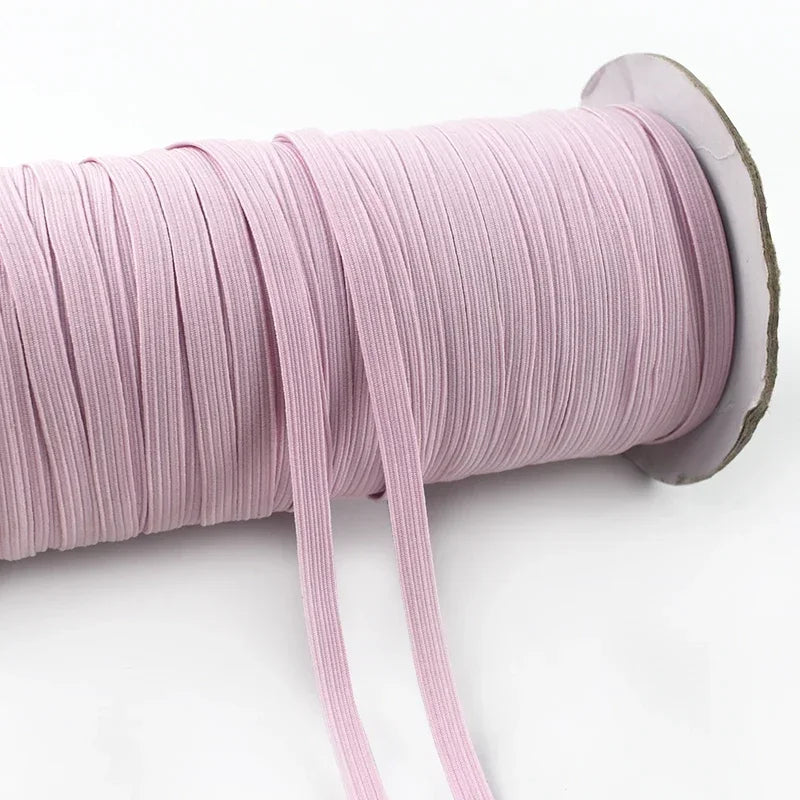 Nude 6mm Flat Elastic Rope, 30 Meters - Stretch Cord for Sewing, Waistbands, Masks, Hair Ties, Shoes & Craft Accessories