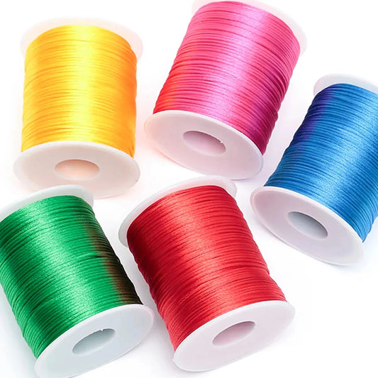 Nylon Satin Cord 1.5mm, 10/20/50/100M Roll - Rattail Braided Rope for Chinese Knotting, Shamballa Bracelets & Macrame DIY