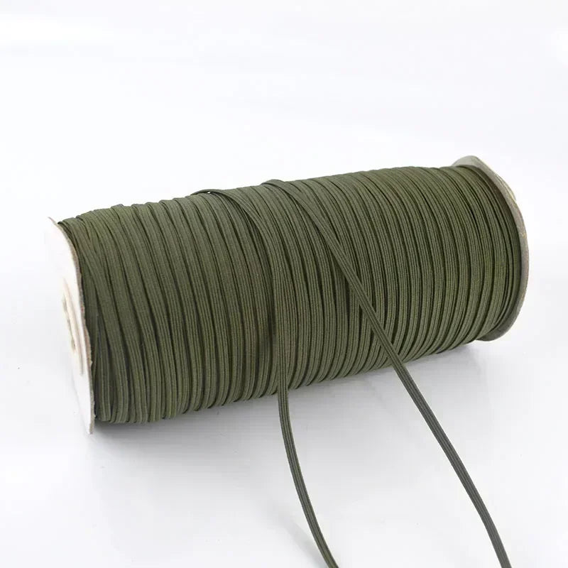 30Meters 6mm Flat Elastic Rope Mask Hairwear Rubber Bands Pants Waistband Oversleeve Cap Shoes Stretch Tape Sewing Accessories