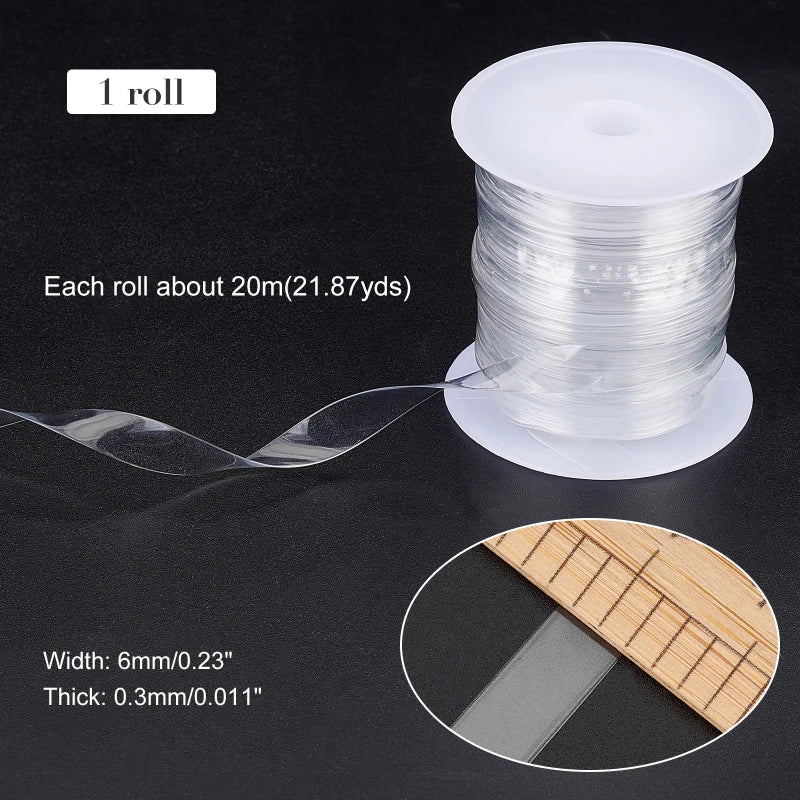 Clear Elastic Strap, 2 Rolls (32.8 Yards Total) - 0.24"/0.31" Width Transparent Elastic Band, High Flexibility Stretch Cord for Sewing, Bra Straps, Waistbands & DIY Crafts