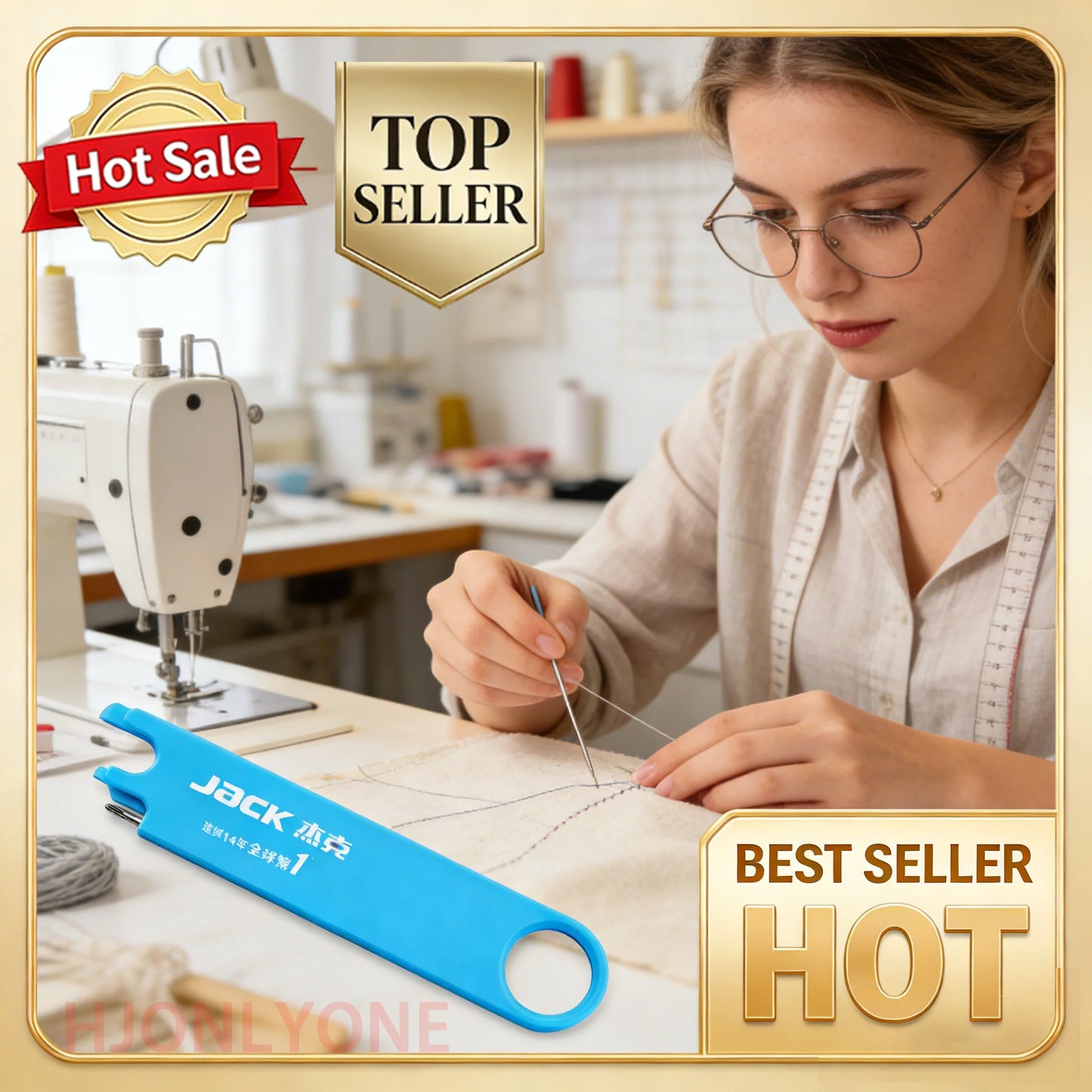 Magnetic Needle Threader with Magnifier & Ruler, Anti-Pinch Storage Case - Multi-Function Sewing Tool