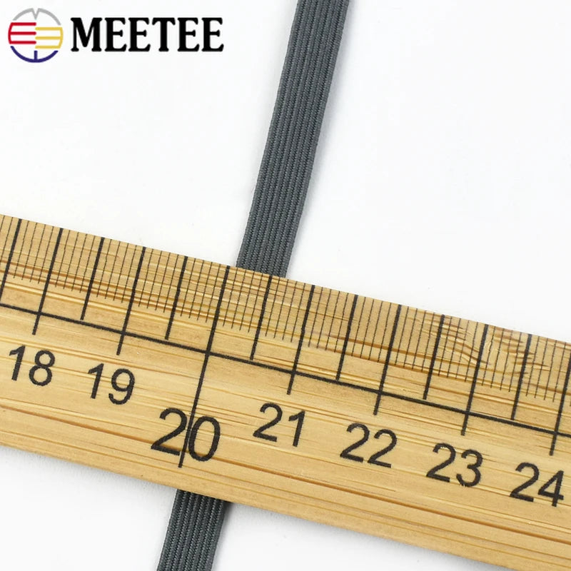 30Meters 6mm Flat Elastic Rope Mask Hairwear Rubber Bands Pants Waistband Oversleeve Cap Shoes Stretch Tape Sewing Accessories