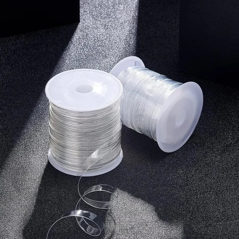 Clear Elastic Strap, 2 Rolls (32.8 Yards Total) - 0.24"/0.31" Width Transparent Elastic Band, High Flexibility Stretch Cord for Sewing, Bra Straps, Waistbands & DIY Crafts