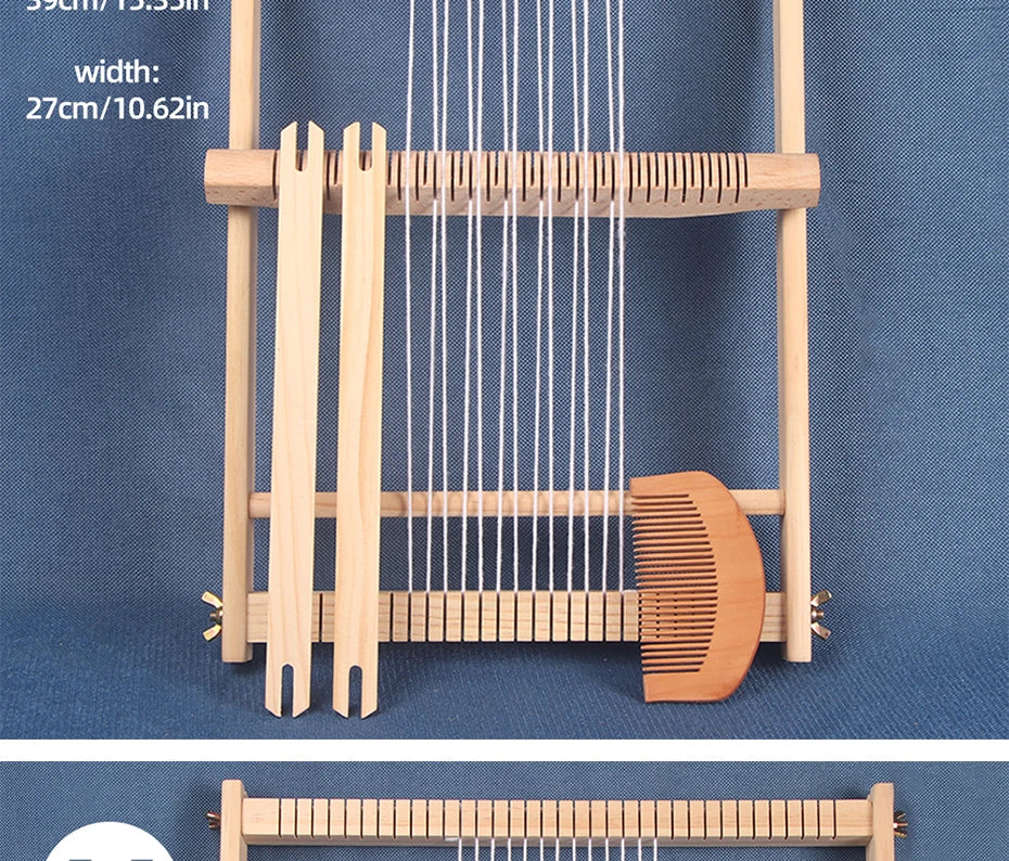 Wooden Weaving Loom, 19.6" x 15.3" - Multi-Craft Warp Frame with Heddle Bar for Tapestry, Weave Board Projects, Kids & Beginners