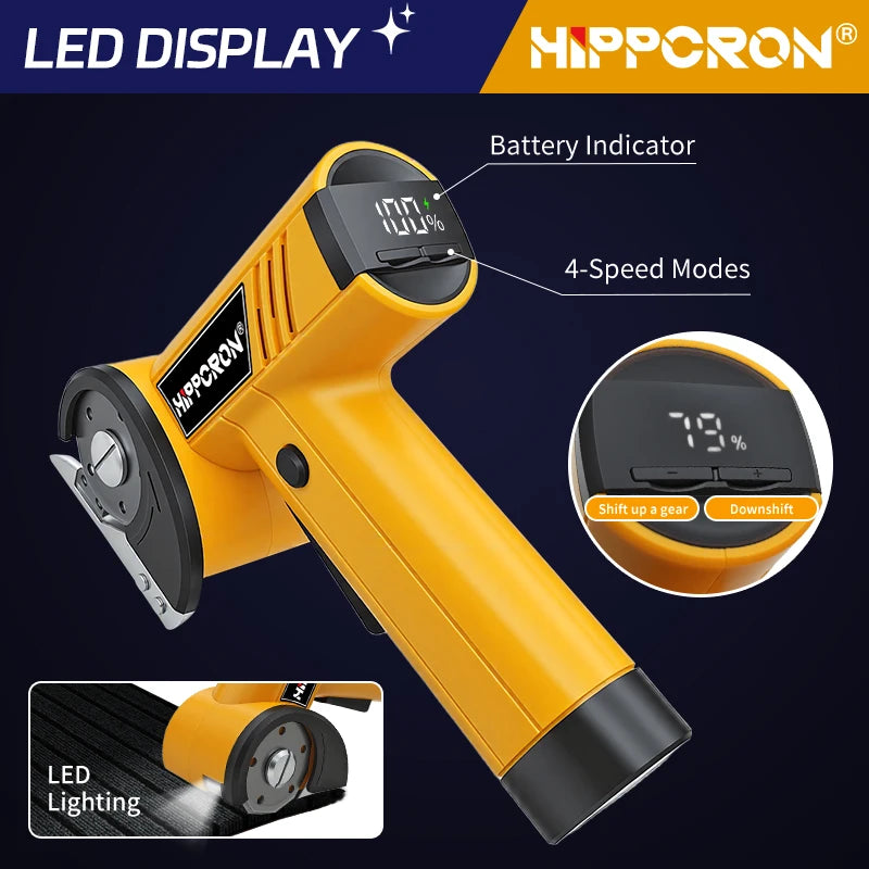 Hippcron Cordless Electric Fabric Scissors – 4-Speed Adjustable, 450RPM Mini Cutter for Fabric, Leather & Carpet