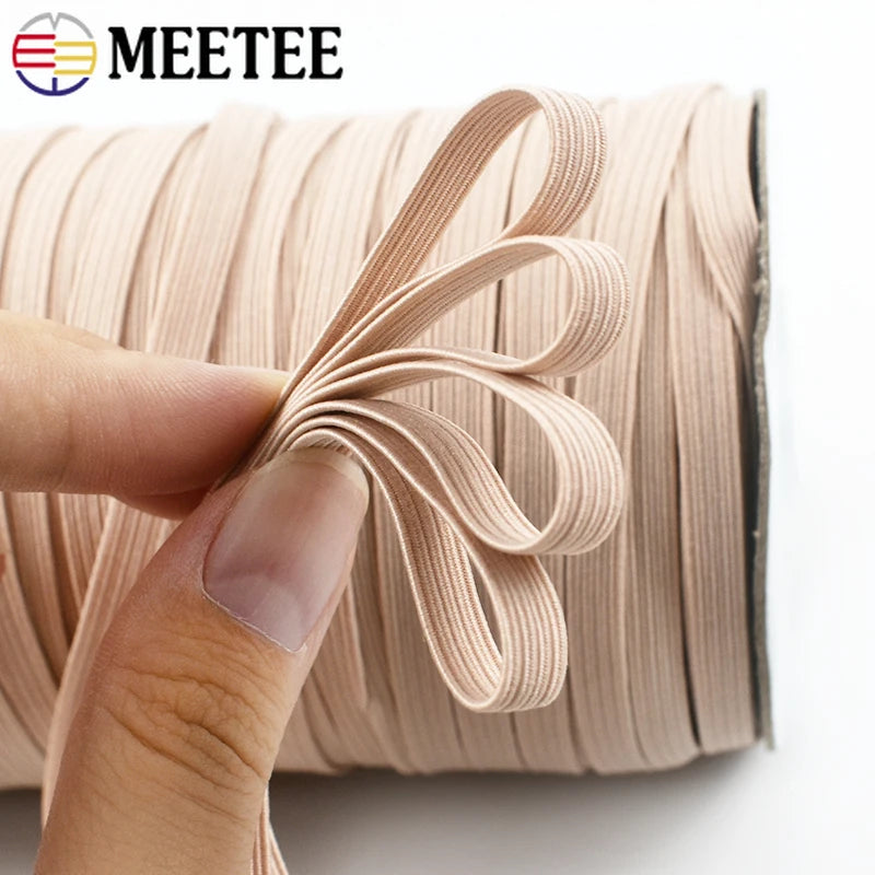 30Meters 6mm Flat Elastic Rope Mask Hairwear Rubber Bands Pants Waistband Oversleeve Cap Shoes Stretch Tape Sewing Accessories