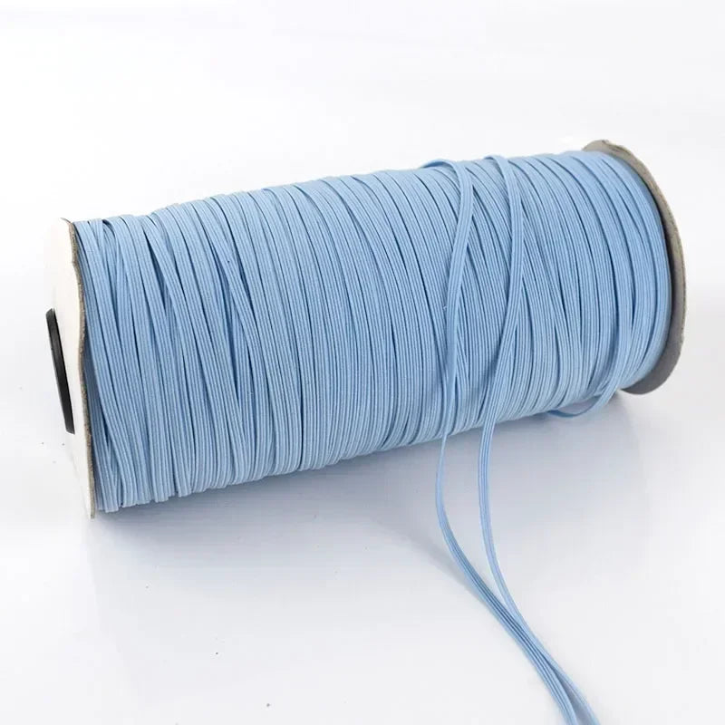 30Meters 6mm Flat Elastic Rope Mask Hairwear Rubber Bands Pants Waistband Oversleeve Cap Shoes Stretch Tape Sewing Accessories