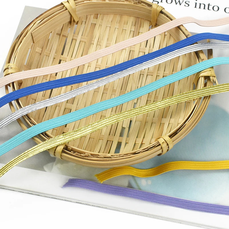 Nude 6mm Flat Elastic Rope, 30 Meters - Stretch Cord for Sewing, Waistbands, Masks, Hair Ties, Shoes & Craft Accessories
