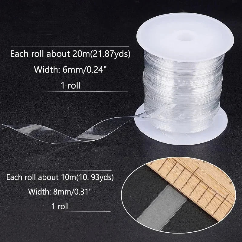 Clear Elastic Strap, 2 Rolls (32.8 Yards Total) - 0.24"/0.31" Width Transparent Elastic Band, High Flexibility Stretch Cord for Sewing, Bra Straps, Waistbands & DIY Crafts