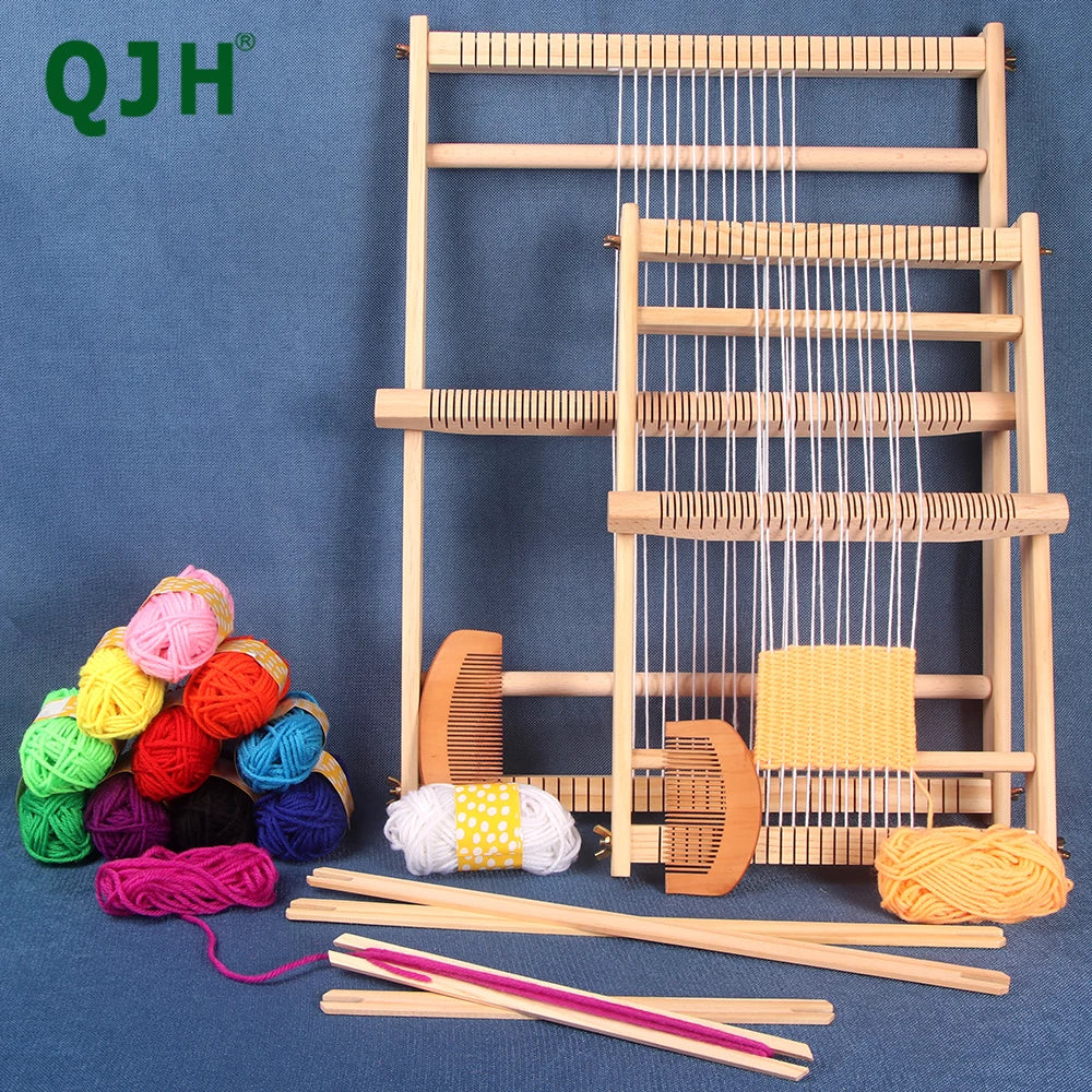 Wooden Weaving Loom, 19.6" x 15.3" - Multi-Craft Warp Frame with Heddle Bar for Tapestry, Weave Board Projects, Kids & Beginners