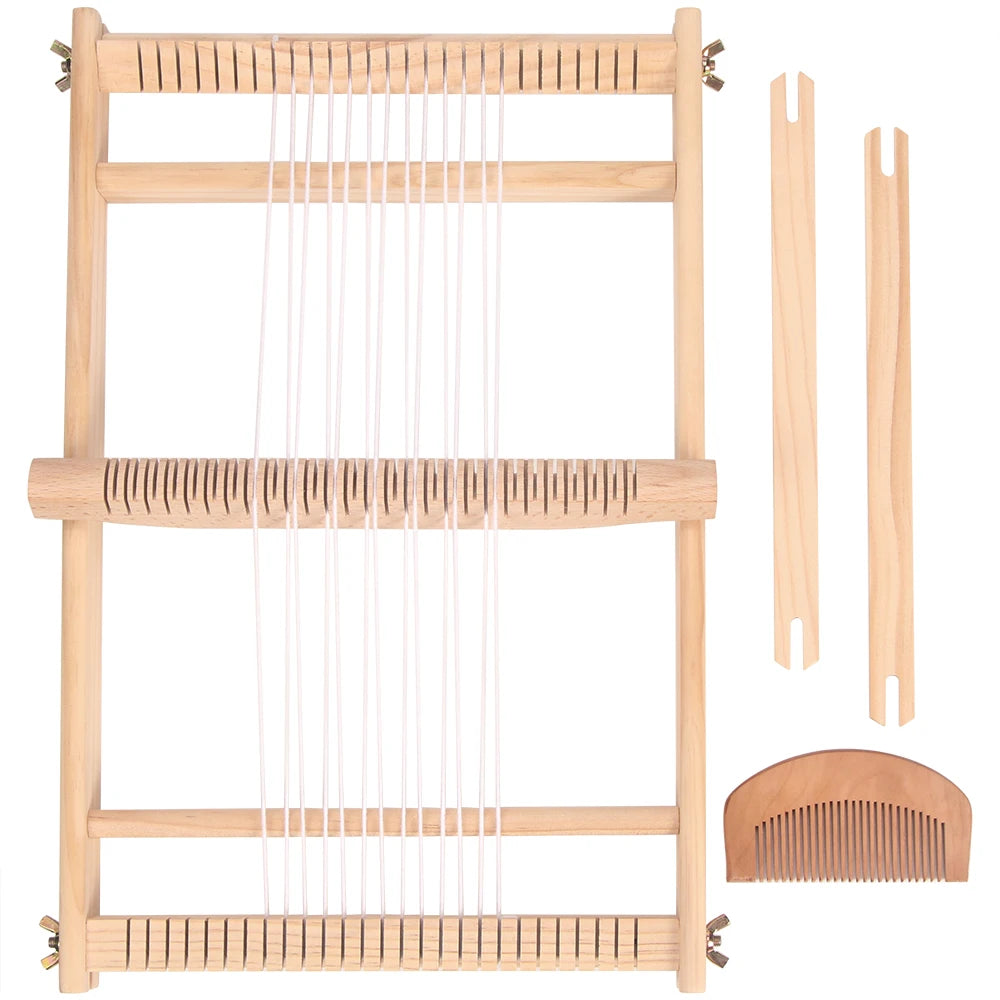 Wooden Weaving Loom, 19.6" x 15.3" - Multi-Craft Warp Frame with Heddle Bar for Tapestry, Weave Board Projects, Kids & Beginners