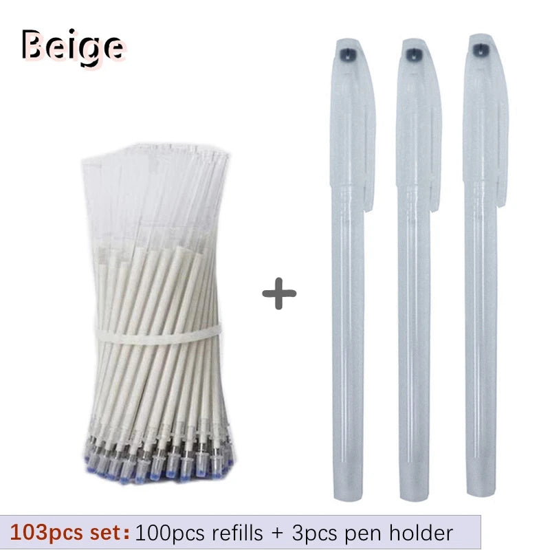 Heat Erasable Fabric Marker Pen Set, 103 Pcs Refills - Temperature Disappearing Ink Pens for Sewing, Quilting, Line Marking & DIY Craft Accessories