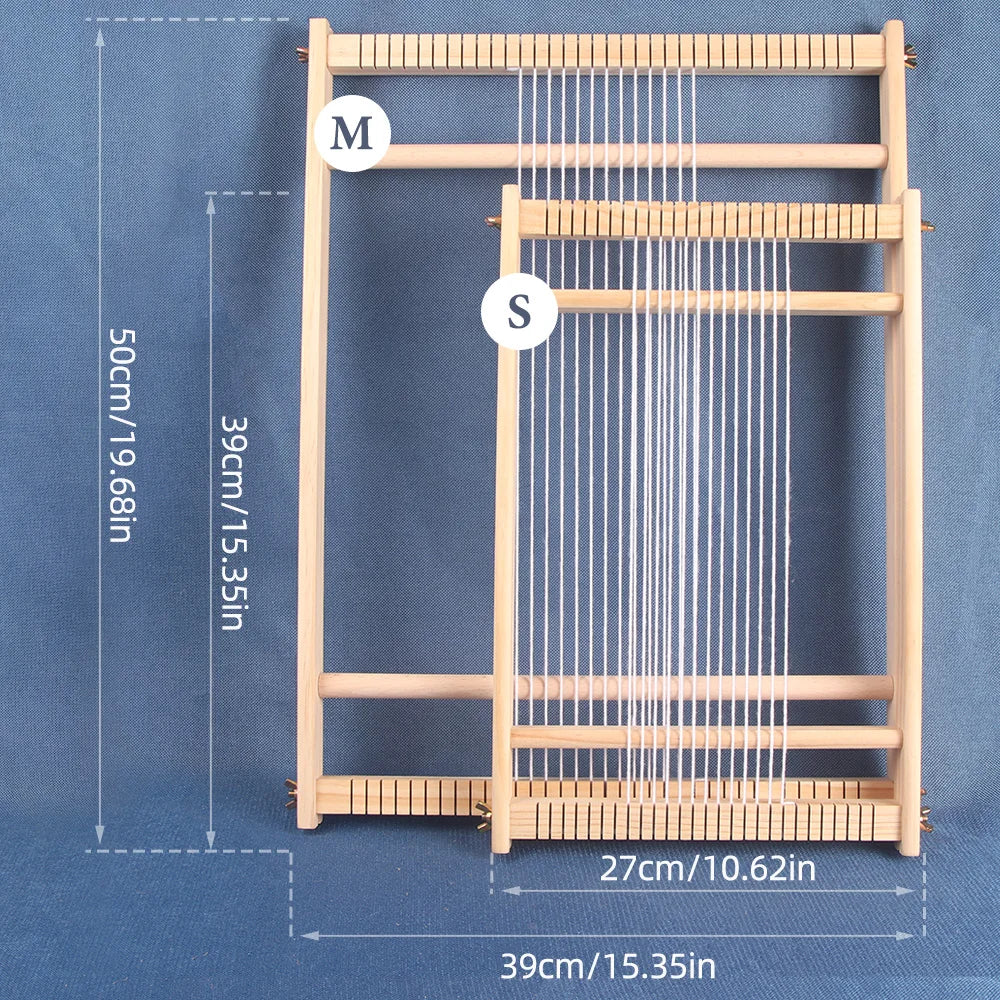Wooden Weaving Loom, 19.6" x 15.3" - Multi-Craft Warp Frame with Heddle Bar for Tapestry, Weave Board Projects, Kids & Beginners
