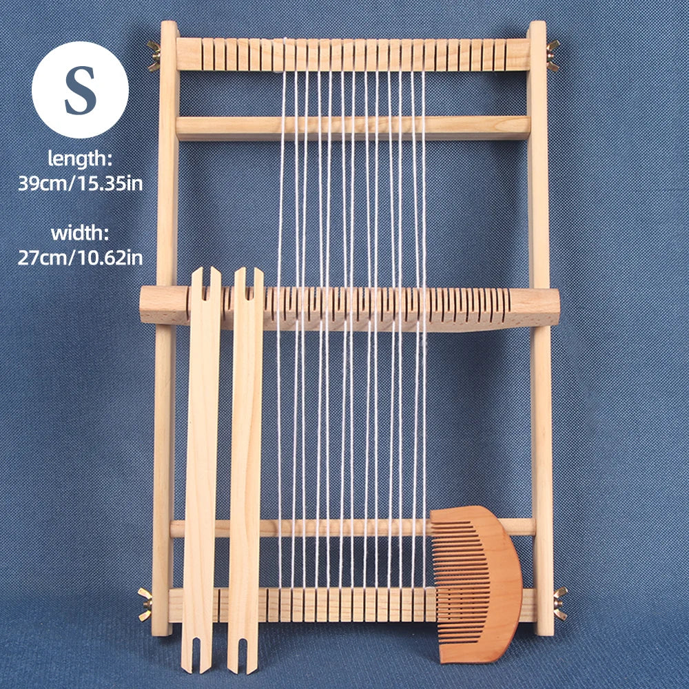 Wooden Weaving Loom, 19.6" x 15.3" - Multi-Craft Warp Frame with Heddle Bar for Tapestry, Weave Board Projects, Kids & Beginners