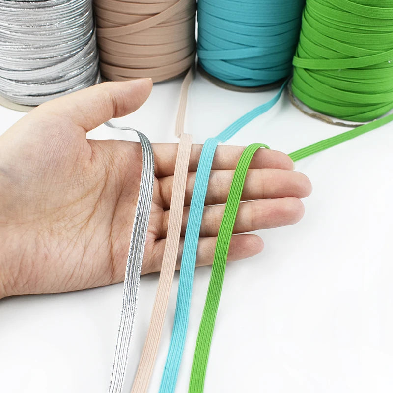 Nude 6mm Flat Elastic Rope, 30 Meters - Stretch Cord for Sewing, Waistbands, Masks, Hair Ties, Shoes & Craft Accessories