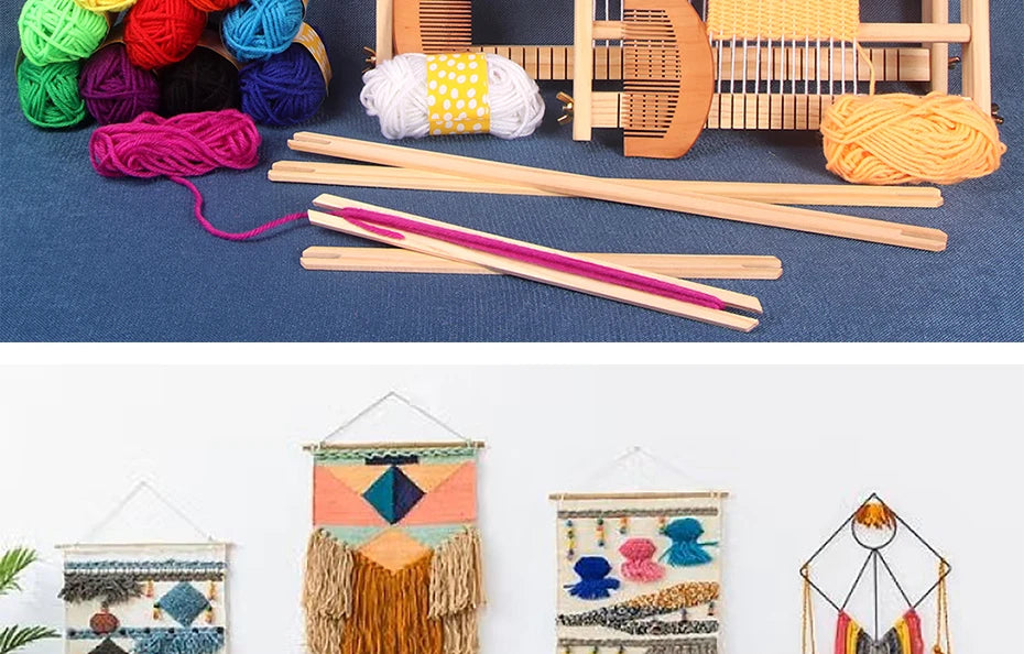 Wooden Weaving Loom, 19.6" x 15.3" - Multi-Craft Warp Frame with Heddle Bar for Tapestry, Weave Board Projects, Kids & Beginners