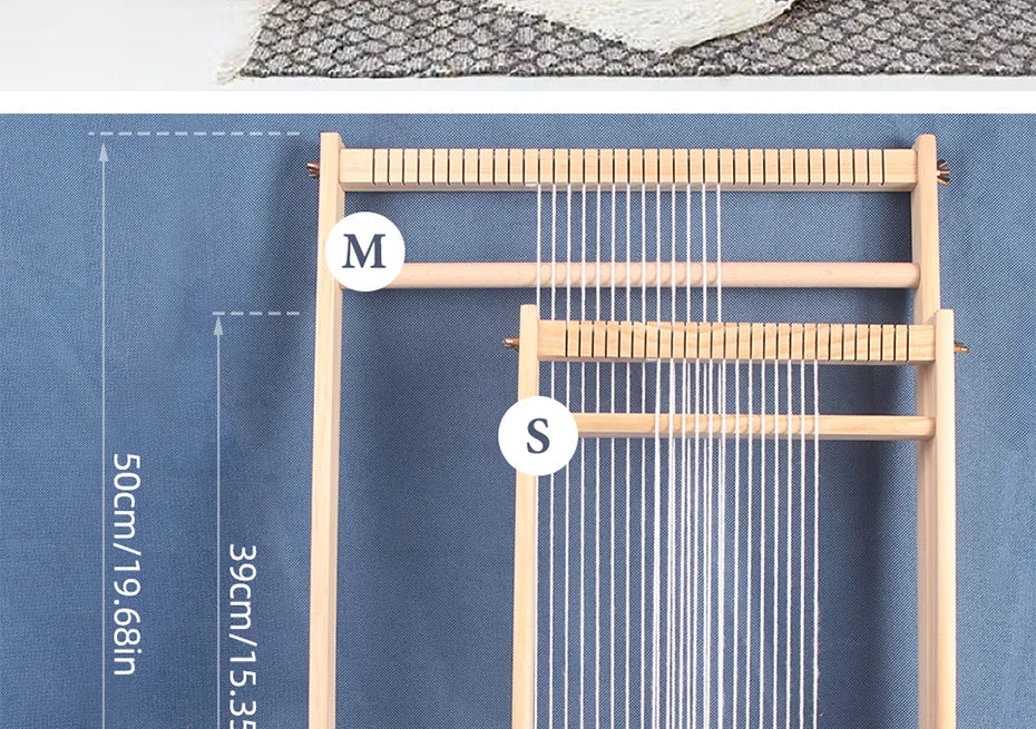 Wooden Weaving Loom, 19.6" x 15.3" - Multi-Craft Warp Frame with Heddle Bar for Tapestry, Weave Board Projects, Kids & Beginners