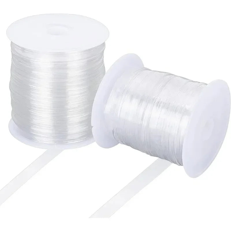 Clear Elastic Strap, 2 Rolls (32.8 Yards Total) - 0.24"/0.31" Width Transparent Elastic Band, High Flexibility Stretch Cord for Sewing, Bra Straps, Waistbands & DIY Crafts