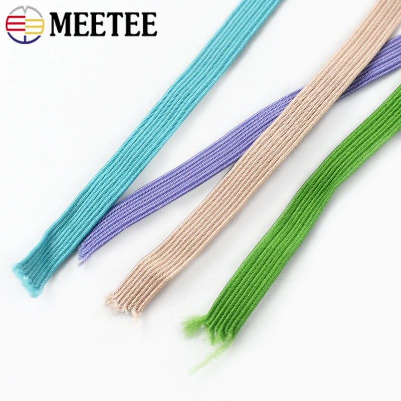 30Meters 6mm Flat Elastic Rope Mask Hairwear Rubber Bands Pants Waistband Oversleeve Cap Shoes Stretch Tape Sewing Accessories