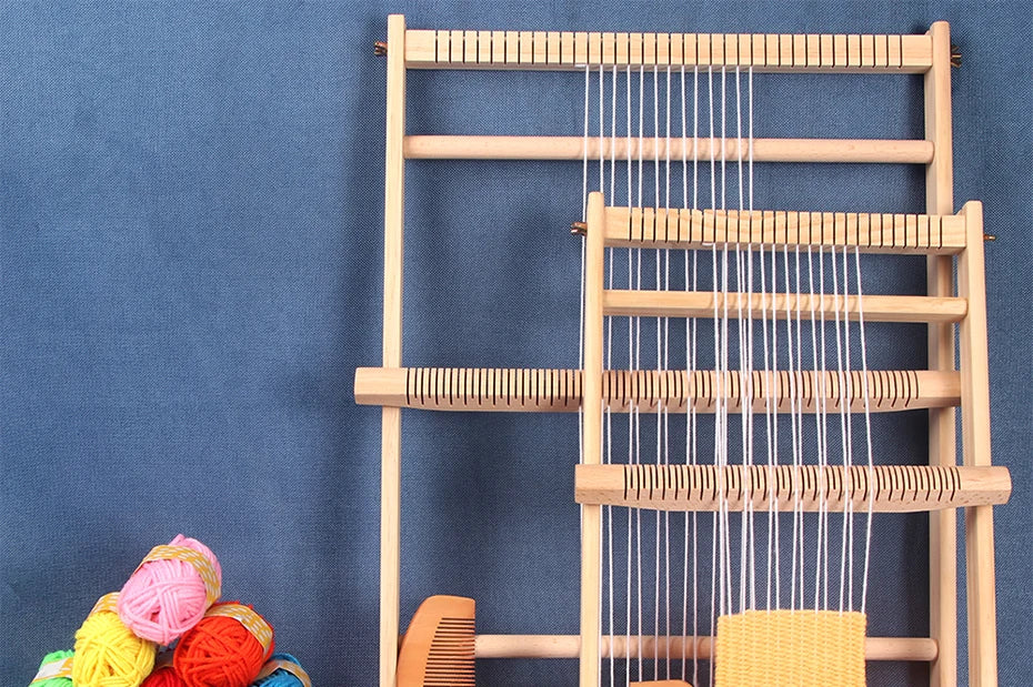 Wooden Weaving Loom, 19.6" x 15.3" - Multi-Craft Warp Frame with Heddle Bar for Tapestry, Weave Board Projects, Kids & Beginners