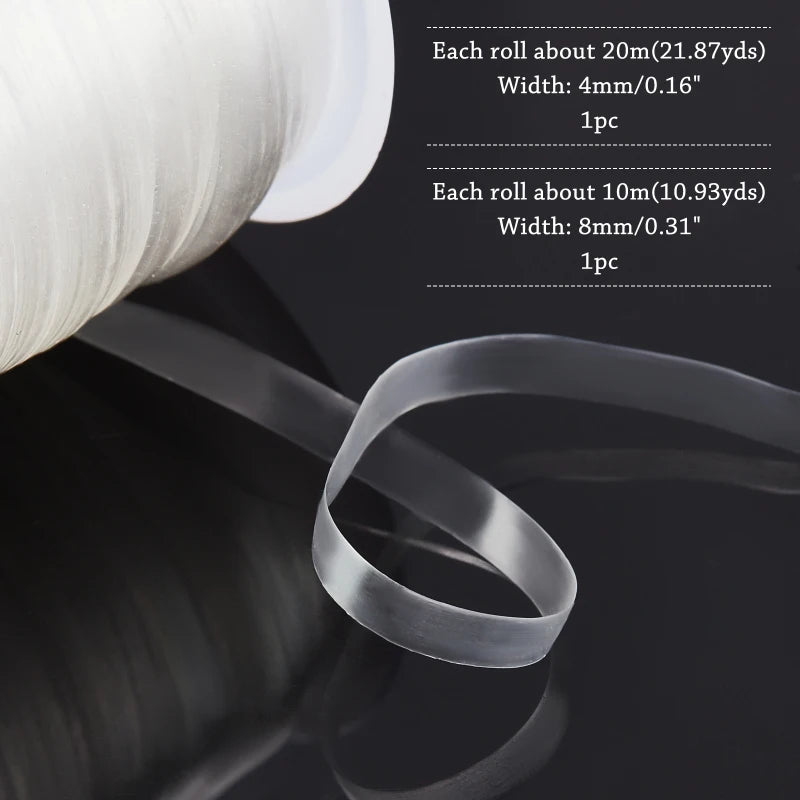 Clear Elastic Strap, 2 Rolls (32.8 Yards Total) - 0.24"/0.31" Width Transparent Elastic Band, High Flexibility Stretch Cord for Sewing, Bra Straps, Waistbands & DIY Crafts