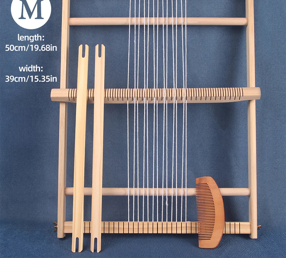Wooden Weaving Loom, 19.6" x 15.3" - Multi-Craft Warp Frame with Heddle Bar for Tapestry, Weave Board Projects, Kids & Beginners