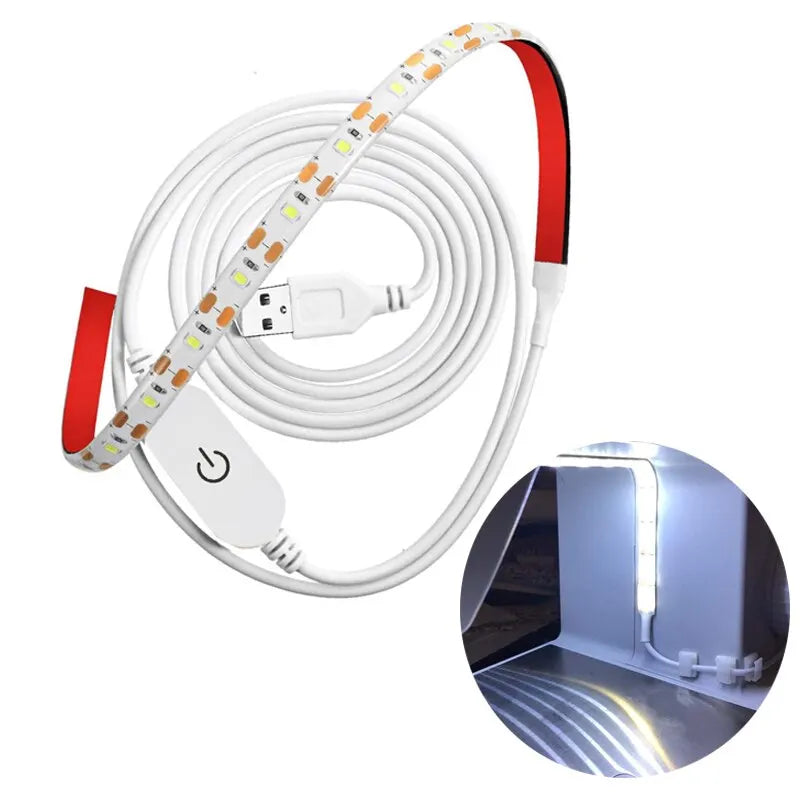 LED Sewing Machine Light Strip – USB Powered with Touch Switch, Waterproof, White Light, 1M/2M/3M Sizes