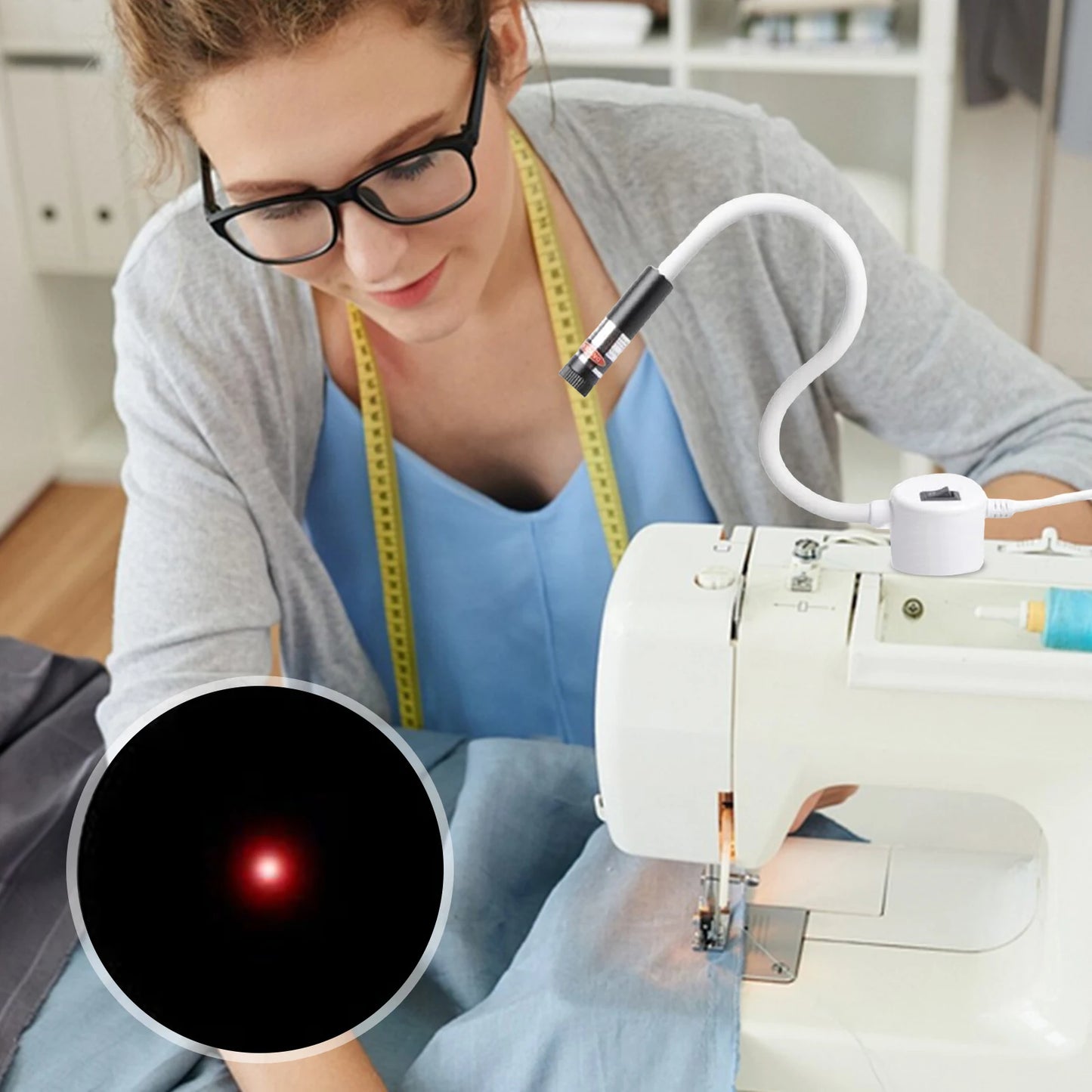 Magnetic Sewing Laser Guide with Crosshair Light – for Straight Stitching & Machine Quilting (3 in-One)