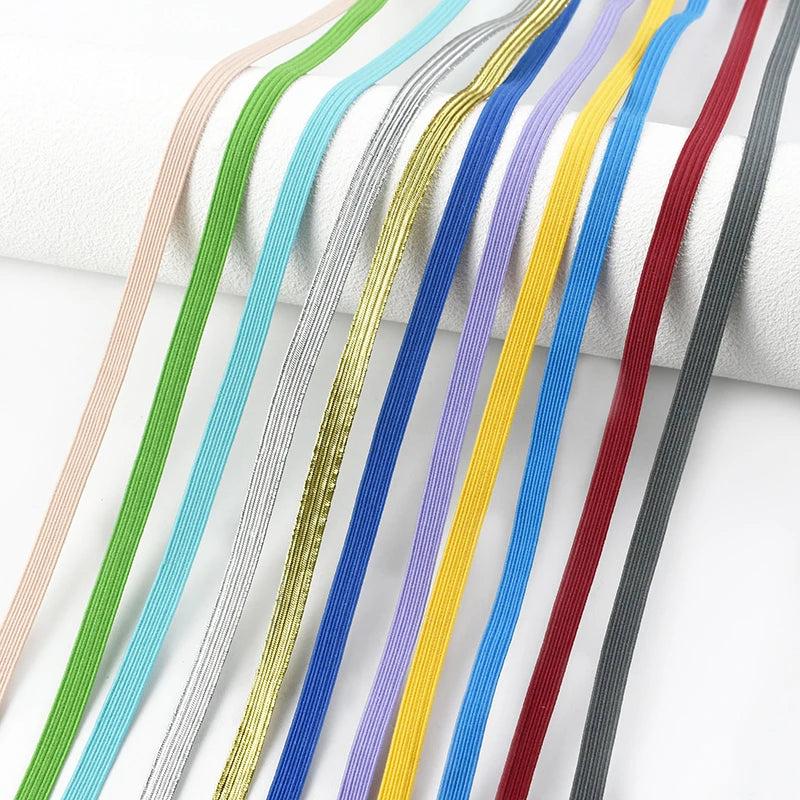 Nude 6mm Flat Elastic Rope, 30 Meters - Stretch Cord for Sewing, Waistbands, Masks, Hair Ties, Shoes & Craft Accessories