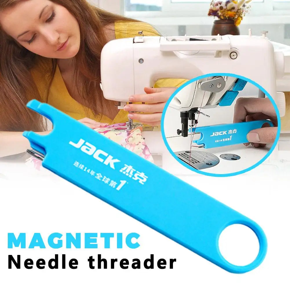 Magnetic Needle Threader with Magnifier & Ruler, Anti-Pinch Storage Case - Multi-Function Sewing Tool