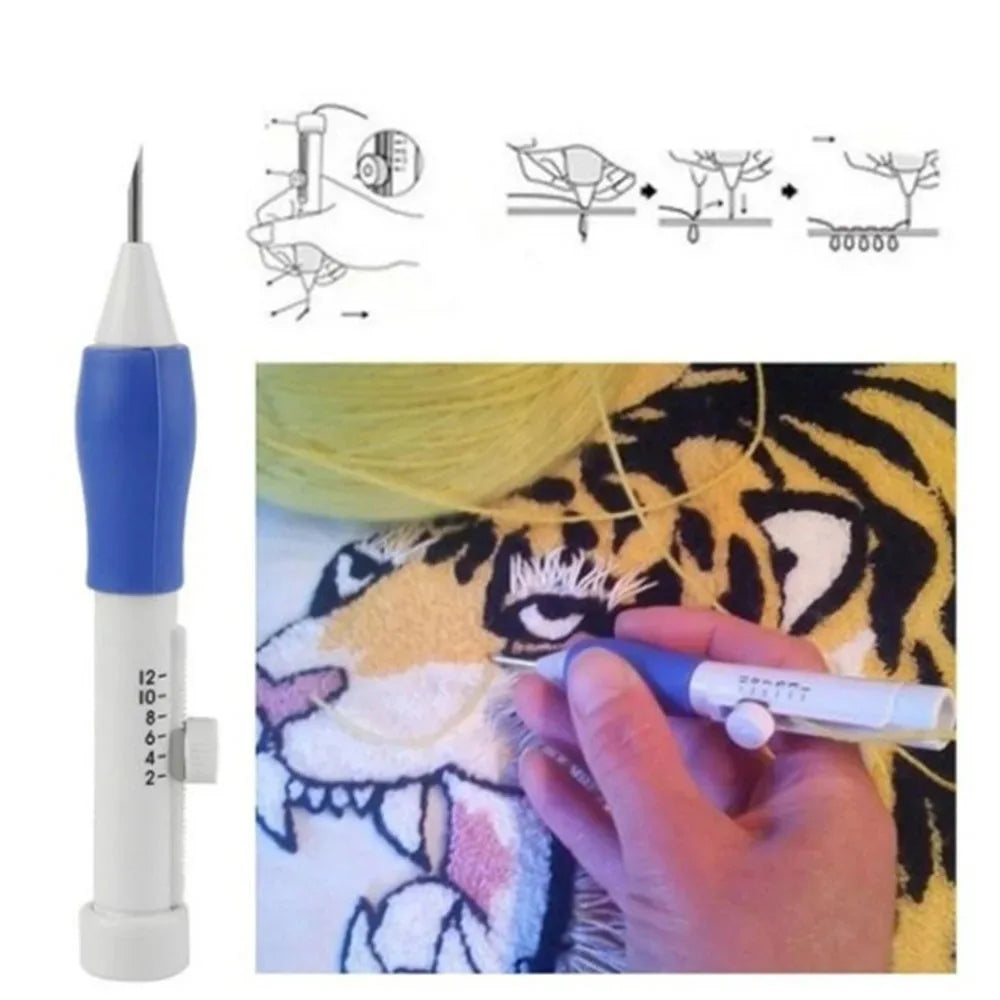 DIY Punch Needle Embroidery Kit, 50 Colors Thread & 9 Blunt Needles - Adjustable Embroidery Pen with Storage Box for Clothes, Yarn & Craft Projects