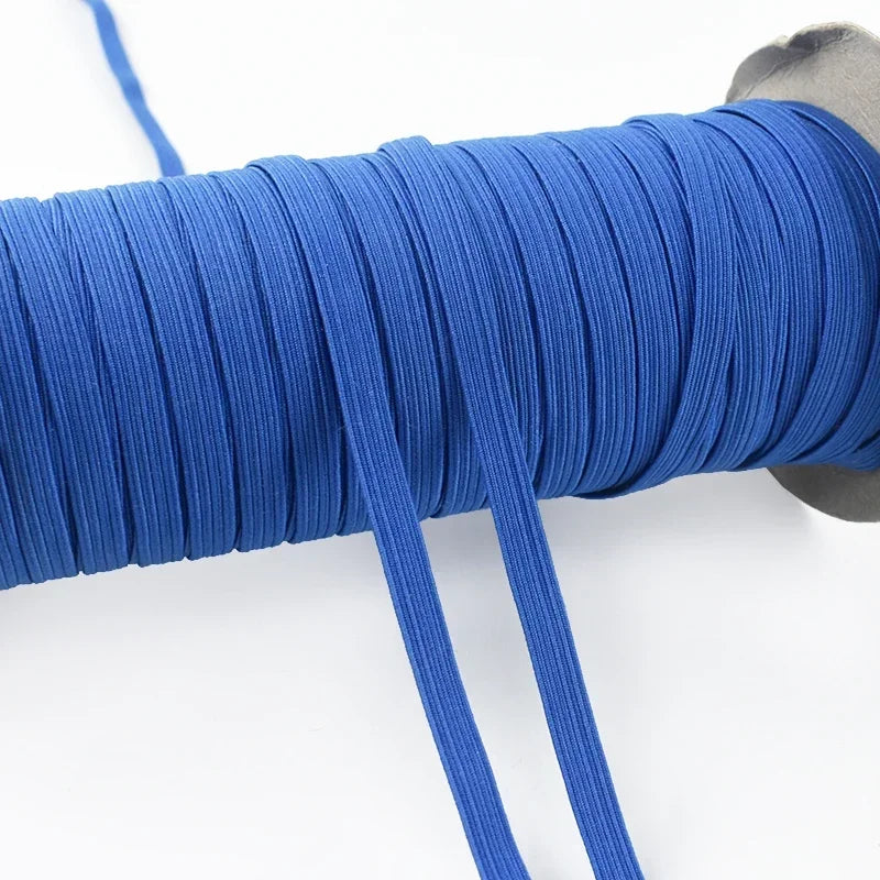 30Meters 6mm Flat Elastic Rope Mask Hairwear Rubber Bands Pants Waistband Oversleeve Cap Shoes Stretch Tape Sewing Accessories