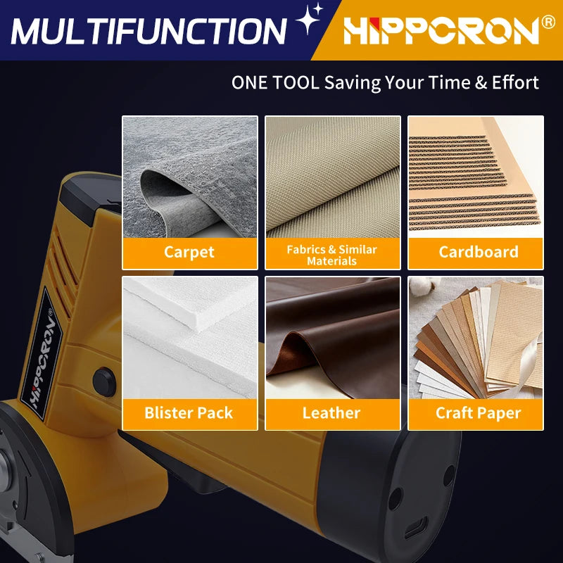 Hippcron Cordless Electric Fabric Scissors – 4-Speed Adjustable, 450RPM Mini Cutter for Fabric, Leather & Carpet